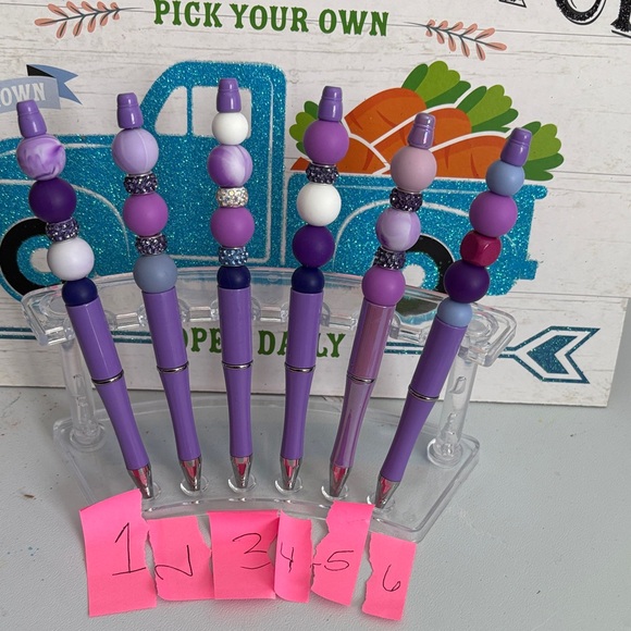 Hand Crafted Other - Hand Crafted Purple and White Beaded Pen (choose 1)